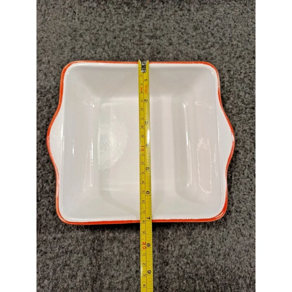 Painted Ceramic Casserole Square Dish Made in Italy Fish Nautical Beach NEW